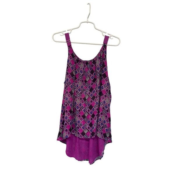 Lane Bryant Womens Plus Size 22 Purple Pink Geometric Layered Tank Top - Picture 5 of 6